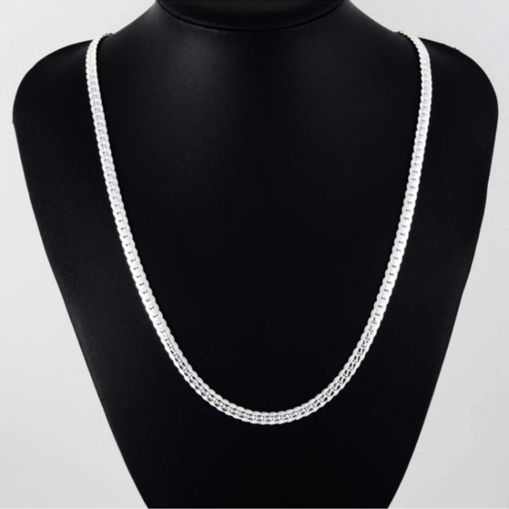 S925 Sterling Silver 45cm 5MM Full Sideways Chain Necklace - Picture 5 of 8